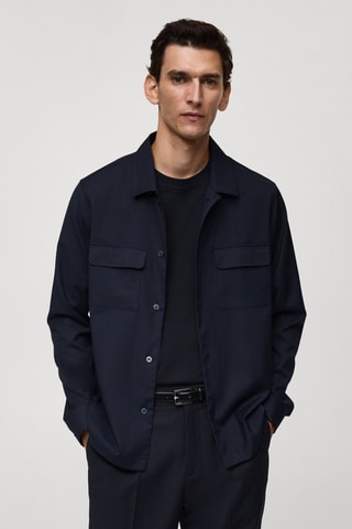 Surchemise slim-fit poches - Bleu marine