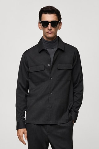 Surchemise slim-fit poches - Gris foncé chiné