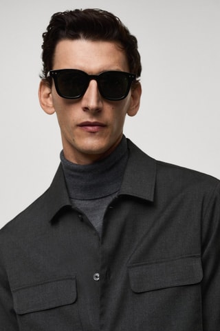 Surchemise slim-fit poches - Gris foncé chiné