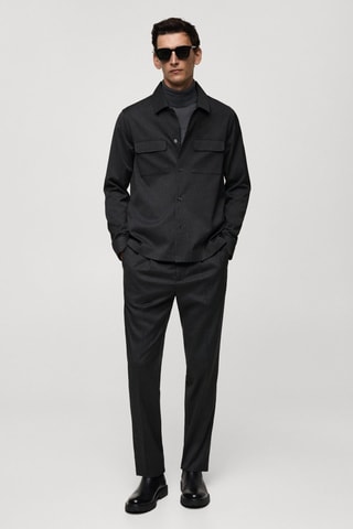 Surchemise slim-fit poches - Gris foncé chiné