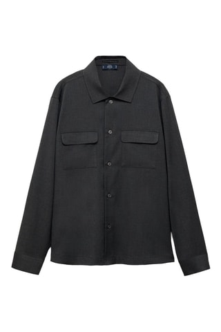 Surchemise slim-fit poches - Gris foncé chiné