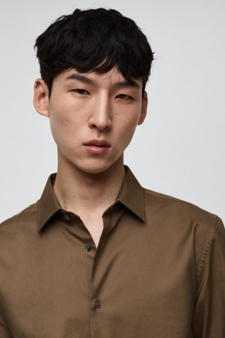 Chemise 100 % coton twill regular-fit - Marron