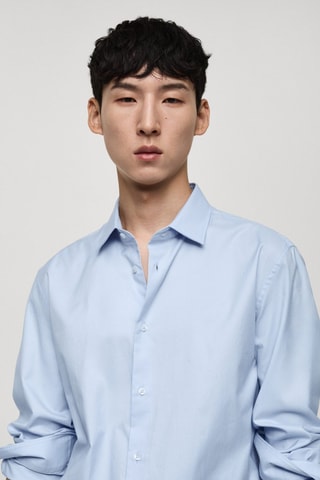 Chemise 100 % coton twill regular-fit - Bleu clair