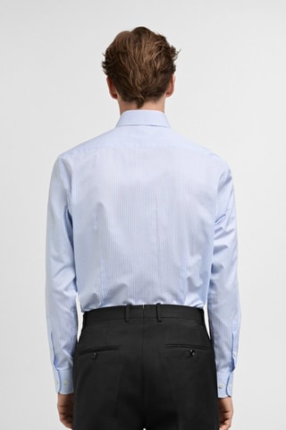 Chemise 100 % coton rayures slim-fit - Bleu