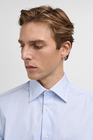 Chemise 100 % coton rayures slim-fit - Bleu