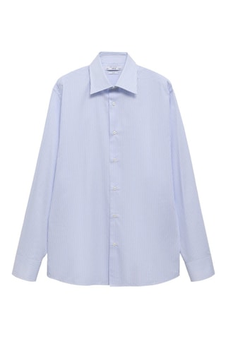 Chemise 100 % coton rayures slim-fit - Bleu