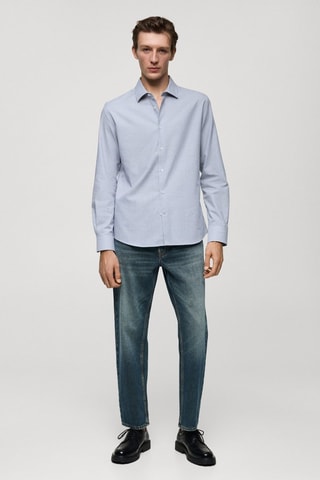 Chemise 100 % coton flanelle rayures bicolores - Bleu