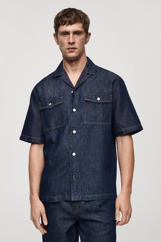 Chemise en jean coton lin - Bleu