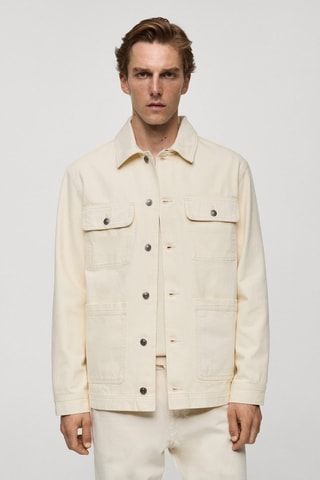 Surchemise en jean poches - Écru