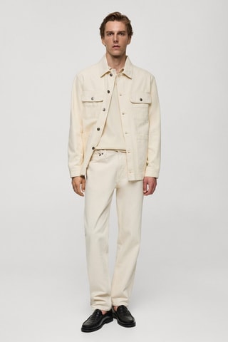 Surchemise en jean poches - Écru