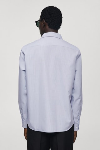 Chemise coton slim-fit rayures tennis - Bleu clair