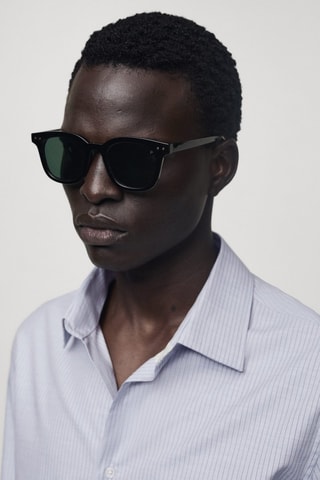 Chemise coton slim-fit rayures tennis - Bleu clair