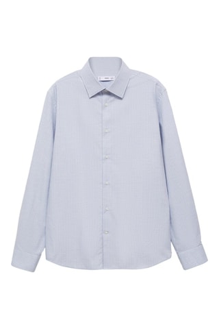 Chemise coton slim-fit rayures tennis - Bleu clair
