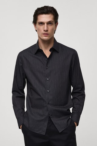 Chemise coton slim-fit rayures tennis - Gris