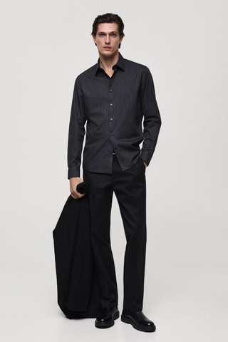 Chemise coton slim-fit rayures tennis - Gris