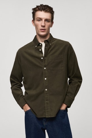 Chemise velours milleraies classic-fit - Kaki