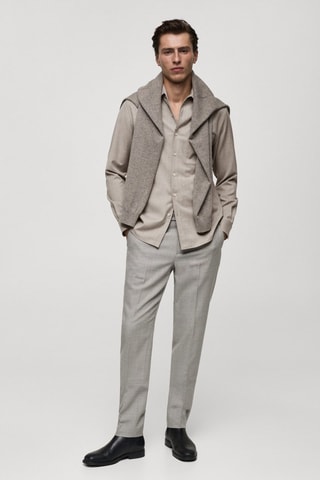 Chemise 100 % laine poche - Beige