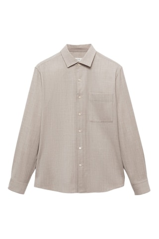 Chemise 100 % laine poche - Beige