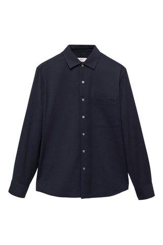 Chemise 100 % laine poche - Bleu marine