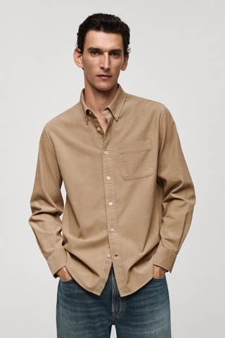 Chemise velours milleraies classic-fit - Beige