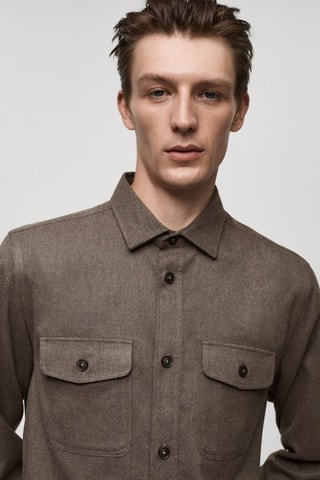 Surchemise flanelle regular-fit poches - Gris