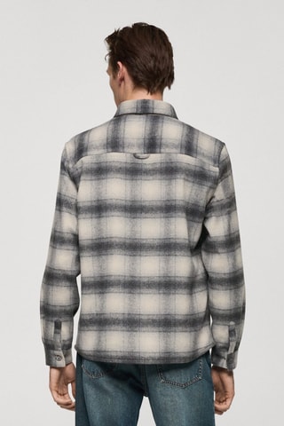 Surchemise laine carreaux poches - Gris