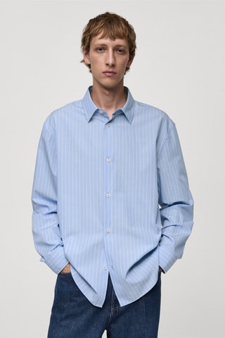Chemise 100 % coton rayures - Bleu