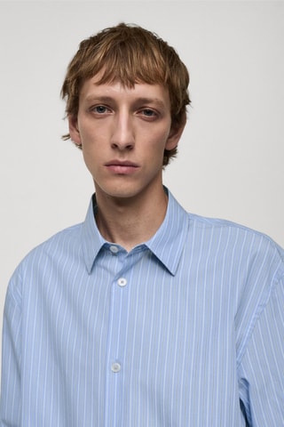 Chemise 100 % coton rayures - Bleu