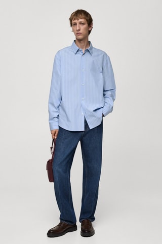 Chemise 100 % coton rayures - Bleu