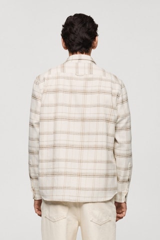 Surchemise 100 % coton flanelle carreaux - Blanc cassé