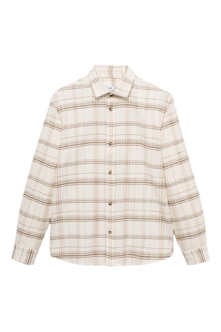 Surchemise 100 % coton flanelle carreaux - Blanc cassé