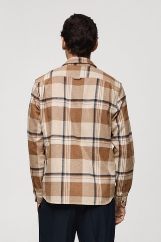 Surchemise 100 % coton flanelle carreaux - Beige