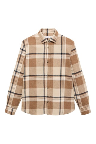 Surchemise 100 % coton flanelle carreaux - Beige