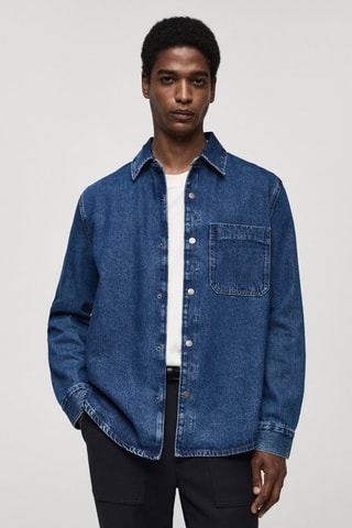 Surchemise denim poche - Bleu