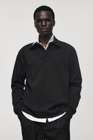 Polo coton relaxed-fit - Noir