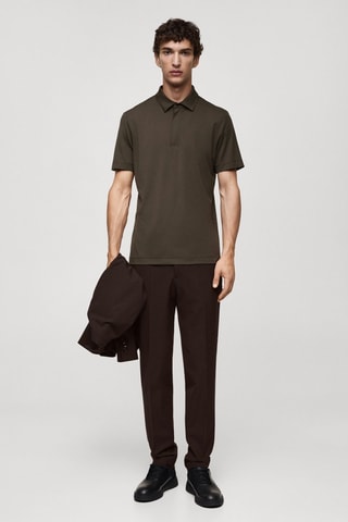 Polo tissu comfort stretch - Marron