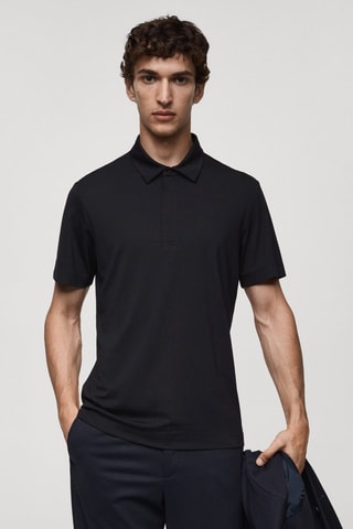 Polo tissu comfort stretch - Bleu marine