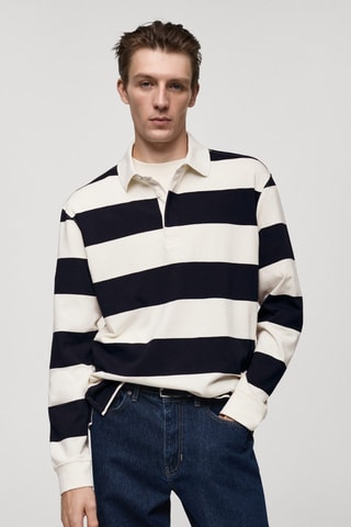 Polo 100 % coton rayures regular-fit - Bleu marine