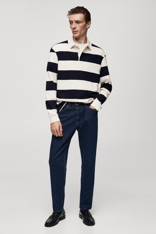 Polo 100 % coton rayures regular-fit - Bleu marine