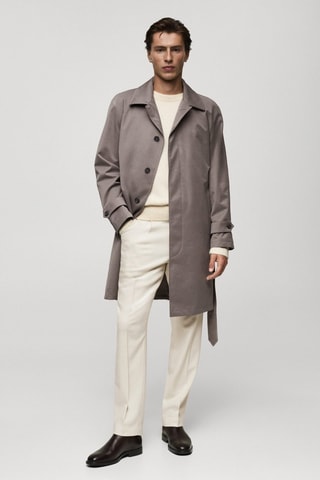 Trench ceinturé finition lustrée - Marron