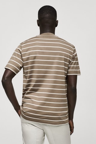 T-shirt coton à rayures - Kaki