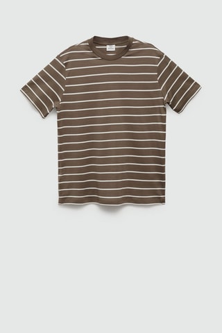 T-shirt coton à rayures - Kaki