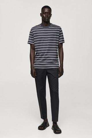 T-shirt coton à rayures - Bleu marine