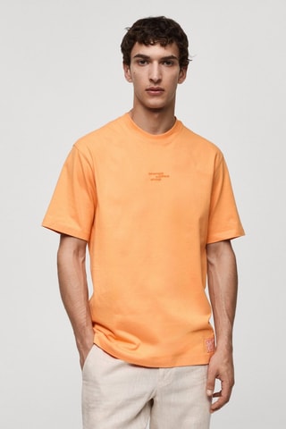 T-shirt 100 % coton imprimé - Orange