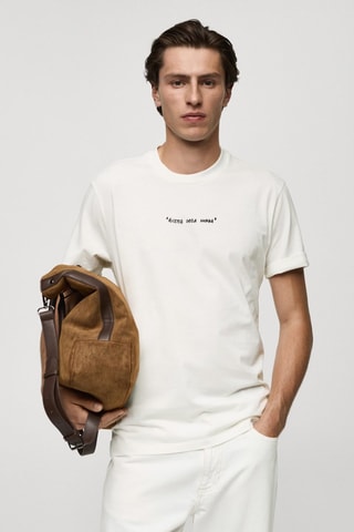 T-shirt regular-fit coton imprimé - Blanc cassé