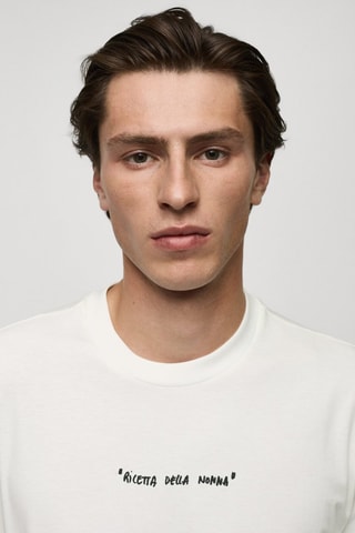 T-shirt regular-fit coton imprimé - Blanc cassé