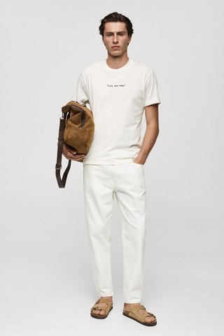 T-shirt regular-fit coton imprimé - Blanc cassé