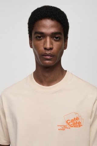 T-shirt coton imprimé - Beige