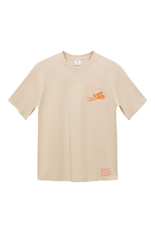 T-shirt coton imprimé - Beige