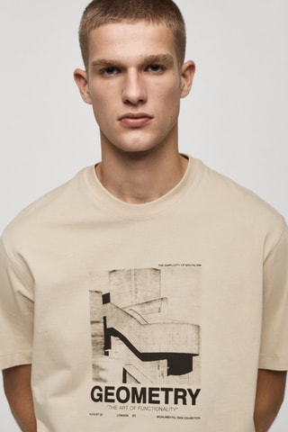 T-shirt 100 % coton à imprimé graphique sur le devant - Beige